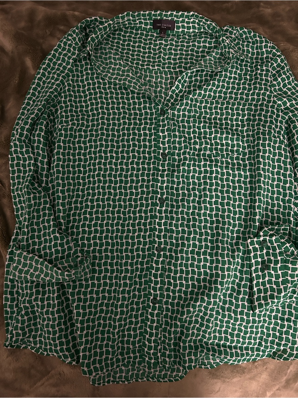 The Limited Green Geometric-Check Men's Button-Down Shirt